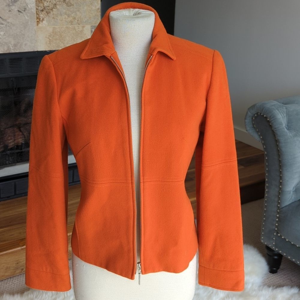 Louben Wool and Cashmere Blend Orange Jacket Halloween